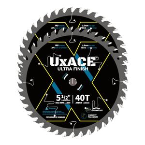 5-1/2-Inch 40-Tooth Circular Saw Blade with 10 mm Arbor, Ultra Finish Wood Cutting, Carbide Tip, Thin Kerf, for Plywood, MDF, OSB, Laminated, 2 Pack
