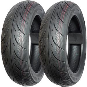 5A01 Set of 2 Scooter Tubeless Tires 120/70-12 & 130/70-12, Front/Rear Motorcycle/Moped 12" Rim