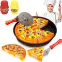 11 PCS Pizza Party Toy Play Set for Kids, Pizza Pie Pretend Play Food - Slice and Serve Plastic Kitchen Cooking and Cutting Playset