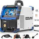 AZZUNO 200A MIG Welder,110V/220V Dual Voltage Multiprocess Welder,Gas Gasless MIG Welding Machine,4 in 1 Flux MIG/Solid Wire/Lift TIG/Stick ARC Welder (Grey)