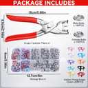 Sewing Kit with 100PCS Metal Buttons, Metal Snaps Buttons with Fastener Pliers Press Tool Kit, Colorful Five Claw Buckle Installation Plier Tool Set for DIY Crafts Sewing Fabric Clothes