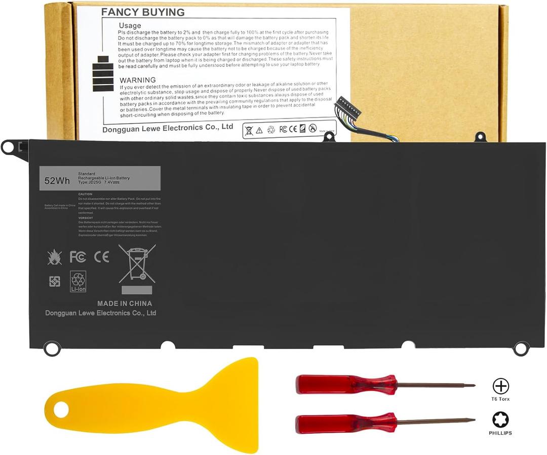 JD25G 90V7W 0N7T6 P54G 5K9CP JHXPY Laptop Battery Replacement for Dell XPS 13 XPS 13 9350 9343 XPS13 13D XPS13D 13-9343 13-9350 13D-9343 13D-9343-1708, 090V7W 0DRRP 0RWT1R RWT1R JHXPY53 05K9CP