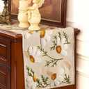 Canvas Embroidered Table Runner - 13"x 72" Coffee Table Runner for Living Room Narrow Tablerunner for Dining Room Washable Neutral Kitchen Island Counter Decor Housewarming Gift, Beige Daisy