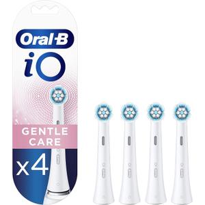 Oral-B iO Gentle Care Electric Toothbrush Head, Twisted & Angled Bristles for Deeper Plaque Removal, Pack of 4 Toothbrush Heads, Suitable for Mailbox, White