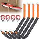 26" Kayak Wall Mount Storage Rack with Foam Padding - 150lb Capacity, Includes Elastic Rope & Hooks - Versatile for Indoor/Outdoor, Garage, Dock, Canoe & Paddle Board Storage