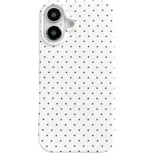 Aesthetic Polka Dot Retro Phone Case for iPhone 16 6.1",Vintage Trendy Unique Simple Pattern Design Elegant Chic Pretty Stylish Protective Girls Women Cases for i16 White