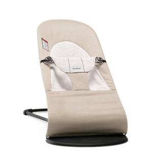 BabyBjrn Bouncer Balance Soft, Cotton/Jersey, Beige/Gray 2-in-1 Adjustable Baby Bouncer Seat and Toddler Chair, Newborn to Toddler (8-29 lbs), 4 Positions, Lightweight & Portable