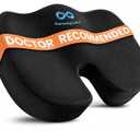 Everlasting Comfort Doctor Recommended Memory Foam Seat Cushion for Office Chairs & Car - Ergonomic Office Desk Accessories - Cushions for Tailbone Pain Relief, Sciatica & Back Support Pillow