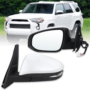 Left Driver Side Mirror Compatible with 2014-2025 Toyota 4runner With Manual folding Power Glass Heated Turn Signal Puddle Light White Replace #TO1320312 (9Pins)