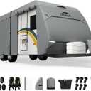 Travel Trailer RV Cover 16-18 FT, Upgraded 7 Layers Top Waterproof Camper Cover, Heavy Duty Toy Hauler RV Cover for Winter Snow with Tongue Jack Cover, Gutter Covers