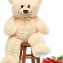 MorisMos Giant Teddy Bear Stuffed Animal 3 ft, 36 in Large Teddy Bear for Baby Shower Decor, Soft Big Stuffed Animal Plush Toy for Kid Birthday Christmas Girlfriend Valentines Gift,Beige/Cream