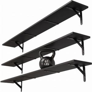 WOPITUES Long Wall Shelves 56″W x 8″D, Floating Book Shelves Max Load 65lbs, 56in