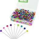 600PCS Sewing Pins Straight Pin for Fabric, Pearlized Ball Head Quilting Pins Long 1.5inch, Multicolor Corsage Stick Pin for Dressmaker, Jewelry DIY Decoration, Craft and Sewing Project