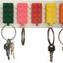 Key Holder for Wall, Building Block Key Rack, Includes 6 Building Block Keychains, Easy Installation Key Rack, Fun and Colorful Building Blocks Key Organizer Rack, for Entryway and Home Decor