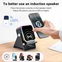 Induction Speaker with Phone Stand 5 in 1 Wireless Induction Bluetooth Audio for iPhone Android Phone Speakers Amplifier with Rechargeable Colorful Light, Birthday Gifts for Men Women Teens (Black)