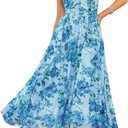 GRACE KARIN Women's Summer Sleeveless Floral Maxi Dress V Neck Formal Wedding Guest Dress A Line Beach Vacation Clothes (M)