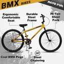 cubsala 24 Inch BMX Race Bike Trident Bicycles Beginner-Level to Advanced Riders with 2 Pegs Trick Cycling and Professional Riding, Gold