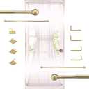 ARNORX French Door Curtain Rods - 2 Pack, Adjustable 16-28 Inch, 3/8" Diameter, Brass Brushed  Screw Mount Recommended for Daily-Use Doors, Adhesive for Lightweight Curtains & Low-Traffic Doors