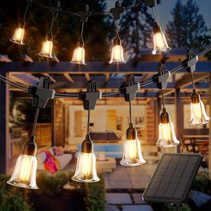 Solar String Lights for Outside,30FT Outdoor String Lights Waterproof, Shatterproof Edison Bulb, LED Hanging Christmas Lights Indoor with USB Port&Remote for Camping Patio Porch Garden Bistro Yard