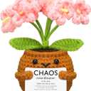 1 Set Chaos Coordinator Gift for Women Appreciation Gift for Coworker Positive Handmade Sunflower Doll Crochet with Card Inspirational Thank You Manager Boss Staff Team (Pink Flowers)