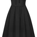 Belle Poque Summer Dress for Women 2026 Sleeveless Sundress Corset Flowy Midi Milkmaid Wedding Guest Dress Black Medium
