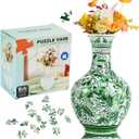 164 Pcs Vase Puzzle, Adult 3D Plastic Jigsaw Vase Puzzle, Gift for Adults, for Home Decoration and Flower Arrangement (Green Leaf)