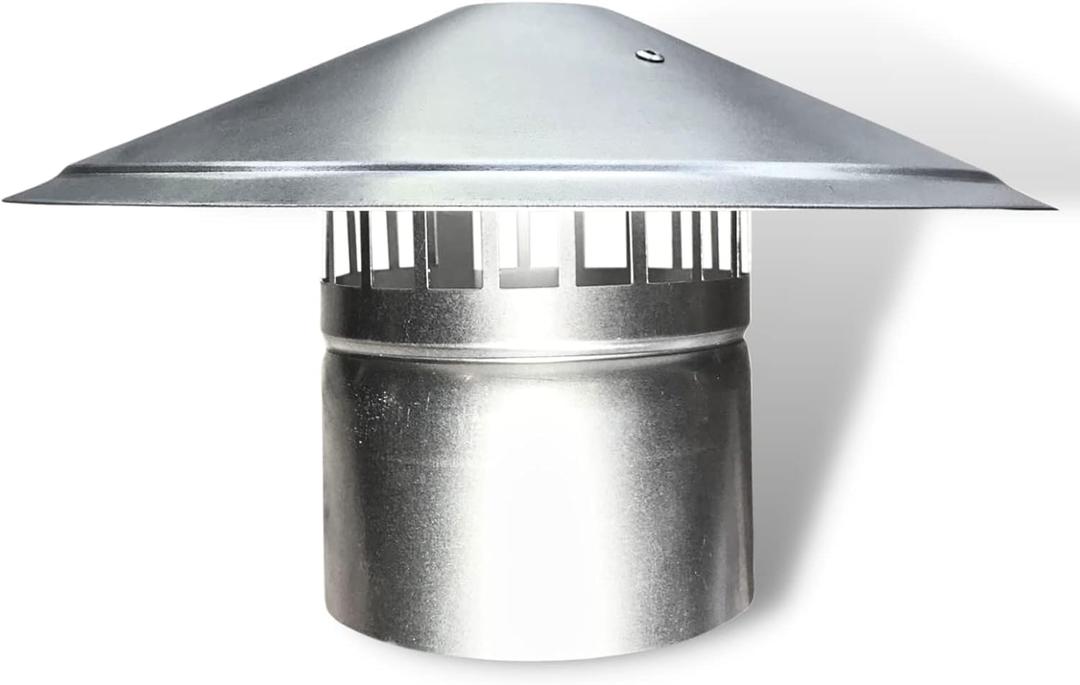 Byson Stainless Steel Roof Cowl 125mm/150mm Ducting Pipe Woodburner Flue Liner Ventilation Pipe Rain hat Chimney Pot Roof Cowl rain Cover (125mm/5), Silver
