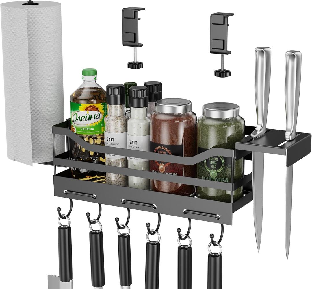 Griddle Caddy for 28"/36" Blackstone Griddle: No Drilling BBQ Caddy for Outdoor Grill, Blackstone Grilling Caddy with Paper Towel Holder and Knife Holder for Weber Grill/Griddle/Prep Cart, Black 