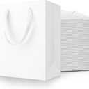 MOXARYSU White Gift Bags With Handles: 8x5x10 Inch 50pcs Medium Paper Gags Bulk For Birthday Wedding Party Shopping(M, 50)