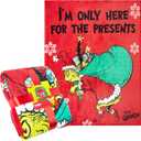 The Grinch Throw Blanket, Soft & Warm Fleece Christmas Blanket, Warm Lightweight & Fluffy Throw, Cozy Bedroom Accessories, Secret Santa Xmas Gifts (Red)