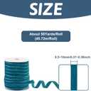 50 Yards Dark Cyan Velvet Ribbon Single Face Soft Ribbons 3/8 inch with Spool for DIY Sewing Gift Wrapping Home Party Wedding Decoration Jewelry Crafts Making