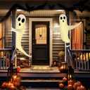 2PCS Halloween Ghost Decorations Outdoor Decor: Lighted Friendly Hallowmas Tree Hugger Spooky Party Supplies