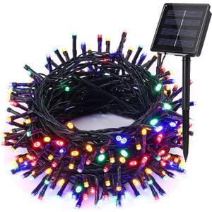 Solar Christmas Lights Outdoor, 33ft 100 LED Solar Fairy String Lights 8 Modes Waterproof Xmas Lights for Garden, Patio, Home, Party, Wedding, Holiday, Tree, Bush, Wreath, Outdoor Decor (Multicolor)