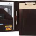 Leather Portfolio Genuine Full-Grain Leather Professional Clipboard with Pen Loop, A4/Letter Notepad Holder with Card Slots Interview File Business Padfolio | Luxury Gift for Men & Women