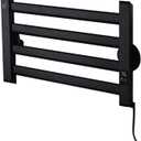 Electric Towel Warmer with Timer,4-Bar Towel Drying Rack,Wall-Mounted Towel Dryer,for Home Bathroom Black,White,48x25cm. (Black Right)