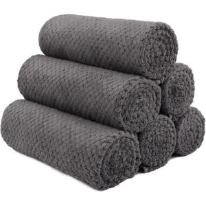 HOMEXCEL Gym Towels 6 Packs, (16x27 inches) Highly Absorbent Yoga Towel, Ultra Soft Hand Towels for Daily Use, Fast Drying Microfiber Workout Towels for Gym, Spa, Fitness, Camping, Hotel (Grey)
