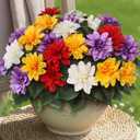 VIERENA 8 Bundles Artificial Dahlia Flowers for Outdoors Spring Summer Decor, No Fade Silk Flower Faux Dahlias Plant Arrangement for Home Garden Balcony FarmhouseMixed Color