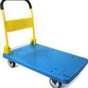 MaxWorks 50888 PP Foldable Heavy Duty Platform Truck Push Dolly 770-lbs Capacity Blue Platform with Yellow Handle - Ideal for Home Garden Office Workshop Warehouse and Moving