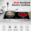 2 Burner Electric Cooktop, 2200W+2200W 110V Electric Double Burner with 3H Timer, Adjustable Temperature for Countertop Cooking, Portable Stove Top Infrared Cooker, Compatible for All Cookware