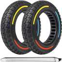 10X2.125 Inch Solid Tires for Electric Scooter,50/75-6.1 Replacement Wheel, 10X2.125 Rubber Tyre for Gotrax G4& Turboant X7 Pro& Segway Ninebot F25/F30/F40/F65& Hiboy S2 Pro/ S2 MAX-3 color-(2PCS) (multicolour)