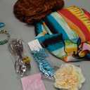 Velmitten Landlady Costume Including Caftan Dress Curly Wig Necklace Earring Sunglasses Rings Hair Clip for Halloween Cosplay (Orange and Green Striped)