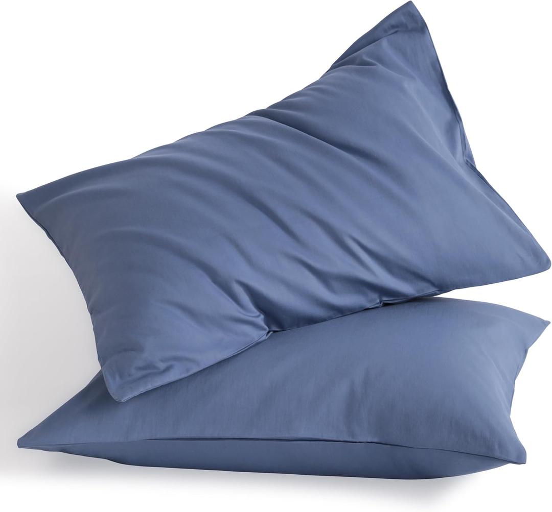 NTBAY Standard Cotton Pillowcases - Envelope Closure 20x26 Pillowcases Set of 2, Breathable and Soft Bed Pillow Cases, Denim Blue