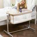 Baby Bassinet Bedside Sleeper, 3-in-1 Rocking Bassinet with Wheels, 6-Height Adjustable Crib with Breathable Mesh, Soft Mattress for Newborns & Infants