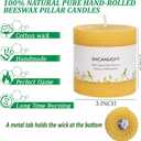 2 Pack Pure 3x3 inch Rolled Beewaxs Candle - 9 Hours Long Burning Honaycomb Candles, Dripless and Smokeless for Home Decor Party Wedding Dinner