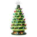 Joiedomi 15" Tabletop Prelit Ceramic Christmas Tree with 70 Multicolor Lights, Hand-Painted Ceramic Tabletop Christmas Tree with Extra Clear Top Star for Xmas Holiday Indoor Decorations
