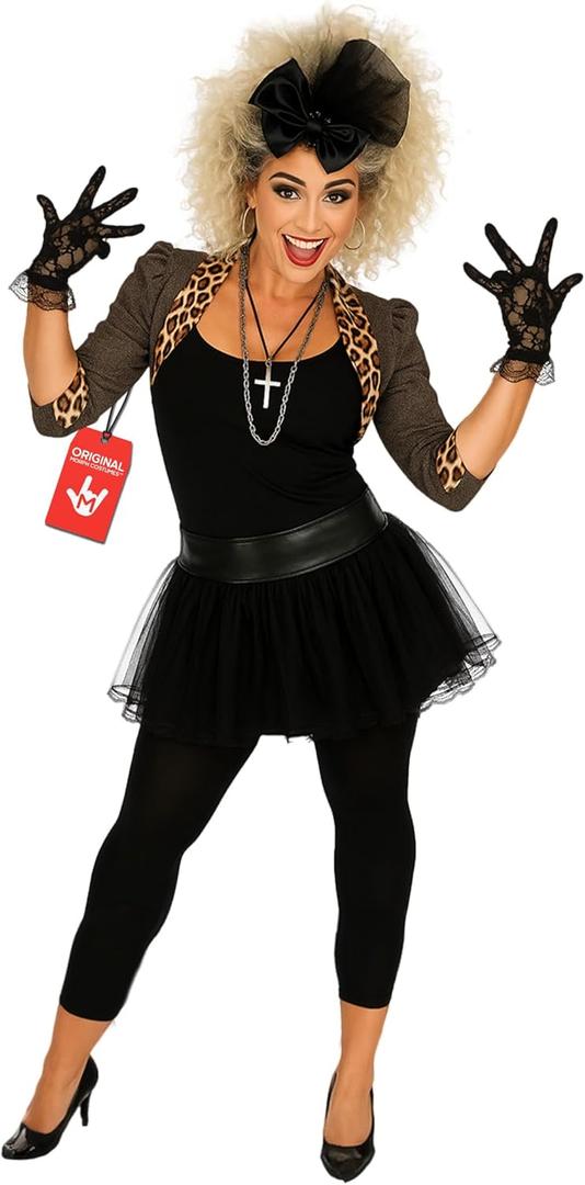 fun shack 80s Pop Star Costumes for Women, Vintage Pop Star Outfit 80s, Halloween Costume for Women (Medium, Black)