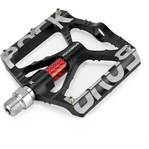 ROCKBROS Mountain Bike Pedals MTB Pedals CNC Non-Slip Lightweight Aluminum Alloy Bicycle Pedals Sealed Bearings Bicycle Platform Pedals 9/16" BMX Road Bike Pedal (Black)