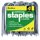 Zevlux Landscape Staples 4 Inch 300 Pack Garden Stakes, Heavy Duty Galvanized Garden Staples for Fences, Lawns, Weed Barriers and Landscape Fabrics, Netting, Irrigation Hose (300)