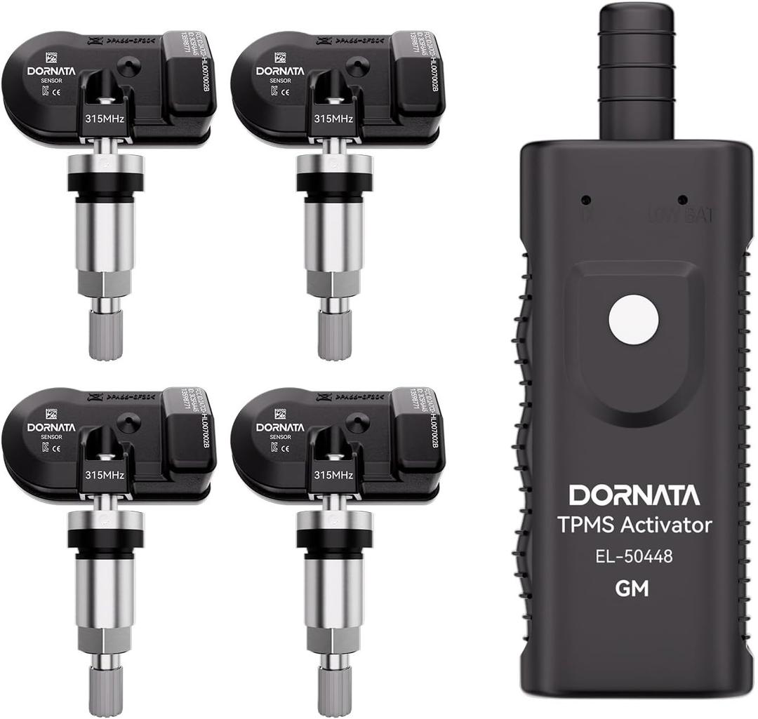 TPMS Sensor,GM Tire Pressure Sensor with 1 tpms relearn tool for Buick Cadillac Chevrolet GMC- Silverado Cruze Equinox Malibu Yukon Camaro Sierre Yukon-315Mhz Replace#13598772.13586335(set of 5)