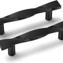 goldenwarm 5 Pack Black Cabinet Handles Matte Black Cabinet Pulls Kitchen Drawer Pulls Solid Zinc Alloy Drawer Handles 3Inch Hole Center Dresser Door Hardware